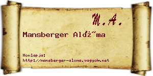 Mansberger Alóma névjegykártya